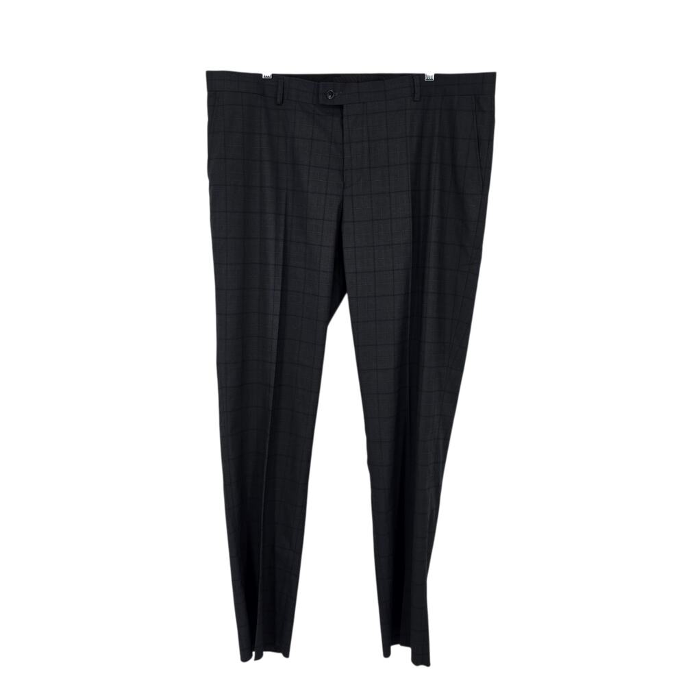 NWOT Soul Of London Dark Gray Windowpane Plaid Slim Fit Tapered Dress Pant Sz 43
